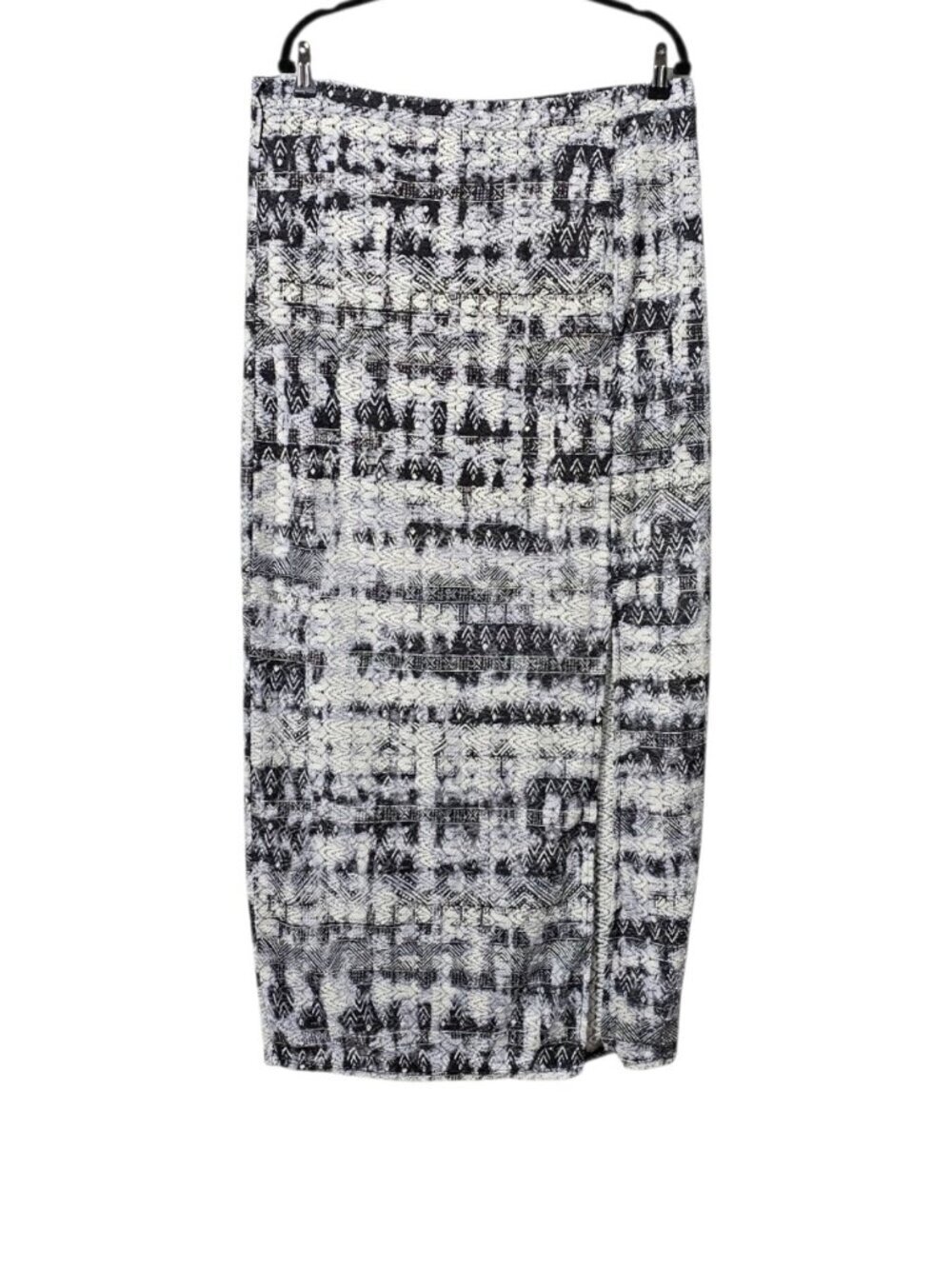 No Boundaries Geometric Lined Lace Black White Boho Midi Slit Skirt Juniors XL